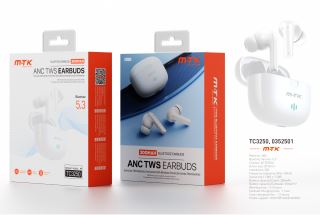 TC3250 BL Auriculares TWS Bluetooth 5.3, Bateria (30mAh*2)Con Estuche Recargable 300mAh, Blanco Cód.: 0352501