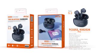 TC3252,AM Auriculares TWS Muffin Bluetooth 5.3, Batería (30mAh*2) con Estuche Recargable 300mAh, Azul Marino Cód.: 0352526