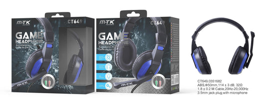 CT649 NE+AZ Auriculares Casco Gaming con Microfono para PS4/Nintendo Switch/Xbox One/Portatil/Tablet/Movil,Negro+Azul Cód.: 0351682