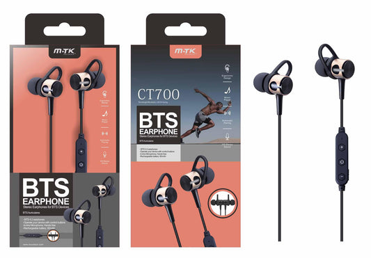 CT700 OR Auriculares Bluetooth Deportivo Jonny con microfono y cable ,Oro Cód.: 0351769